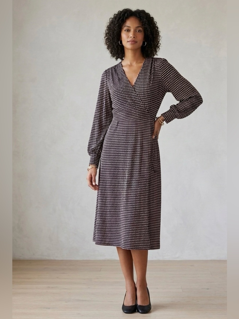 Adrianna Papell Geometric Faux Wrap Midi Dress Pink Green Black XL